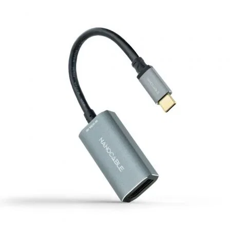 Nanocable Conversor USB-C a DisplayPort 8K Aluminio, 15 cm, Gris